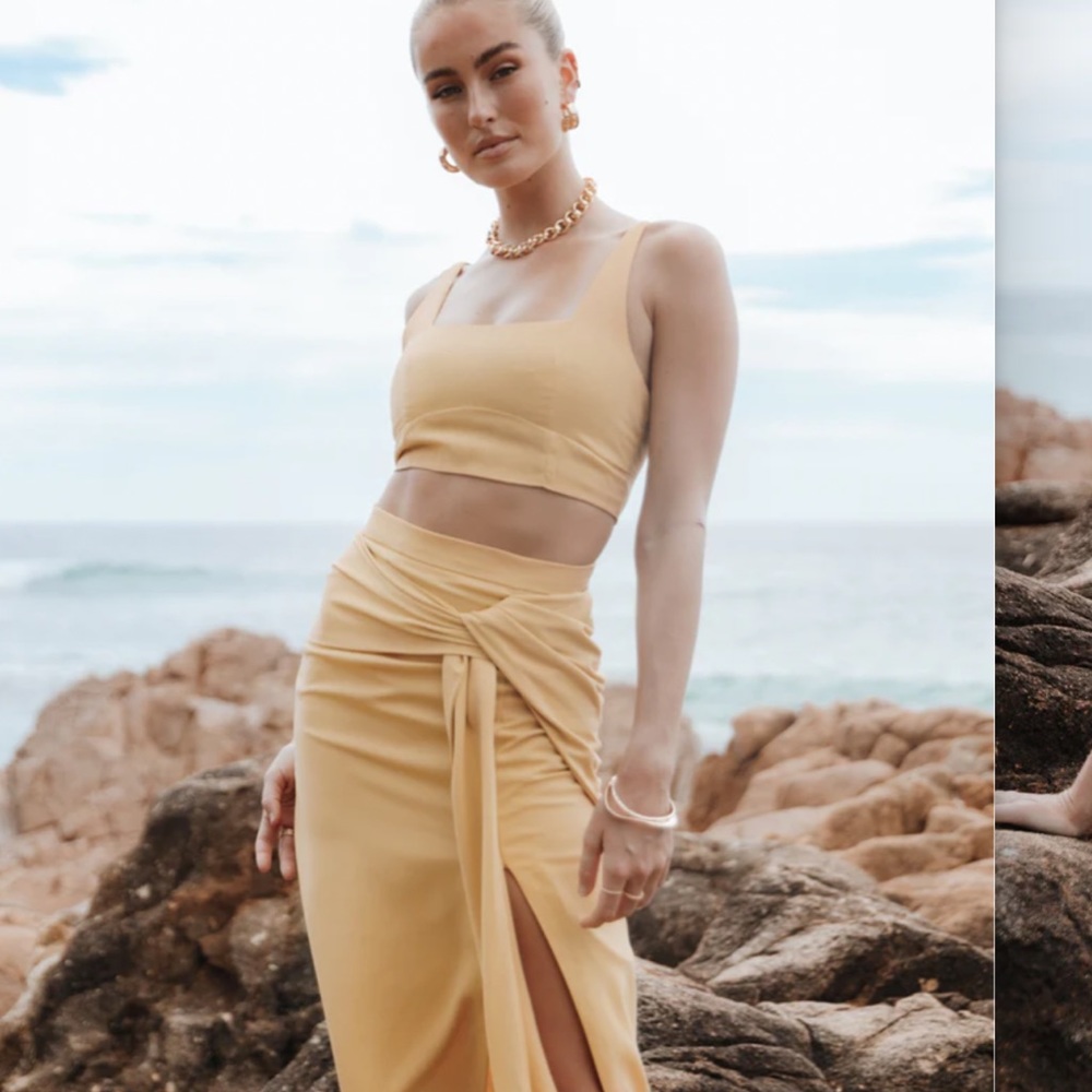 NWT petal + pup yellow two piece skirt set